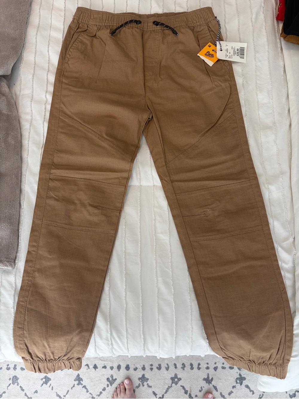 Public supply co Boys Casual Drawstring Joggers in Brown Tan size large 14/16